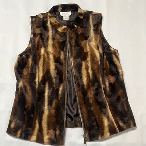 JORDAN VINTAGE BROWN ANIMAL PRINT WOMEN VEST SIZE L